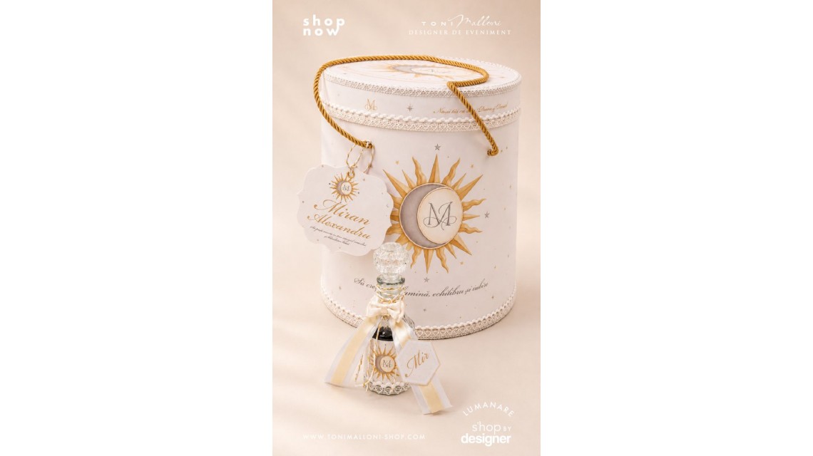 Trusou de Botez Soare și Lună Monogramă Personalizată pentru Băieți 12